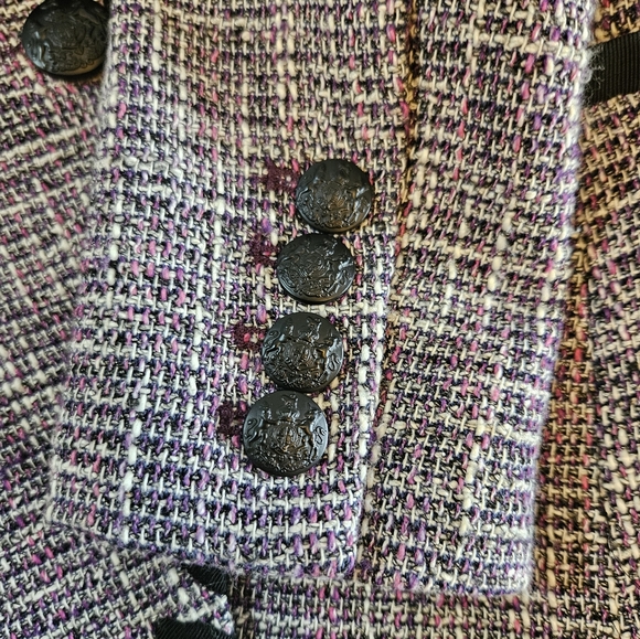 Veronica Beard Octavia Tweed Ribbon Edge Dickey Jacket Purple Black &Blazer Sz 4 - Picture 11 of 12
